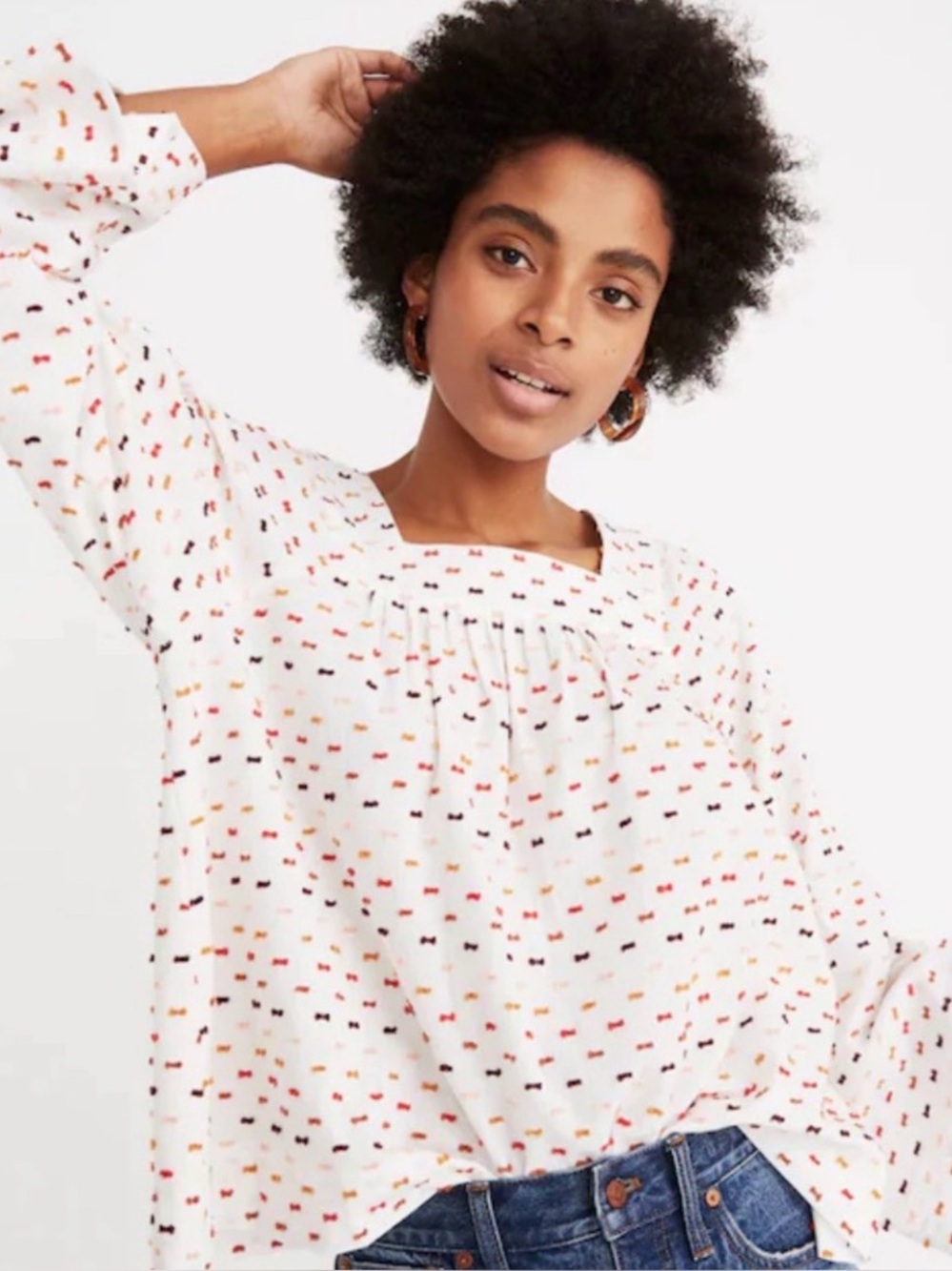Madewell Square-Neck Top in Clipdot